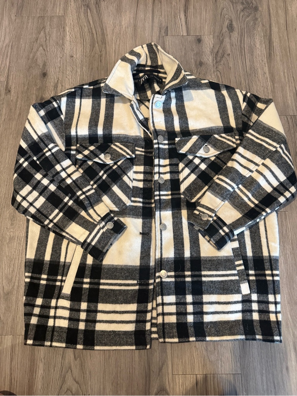 Women's Black & White Plaid Shacket Jacket